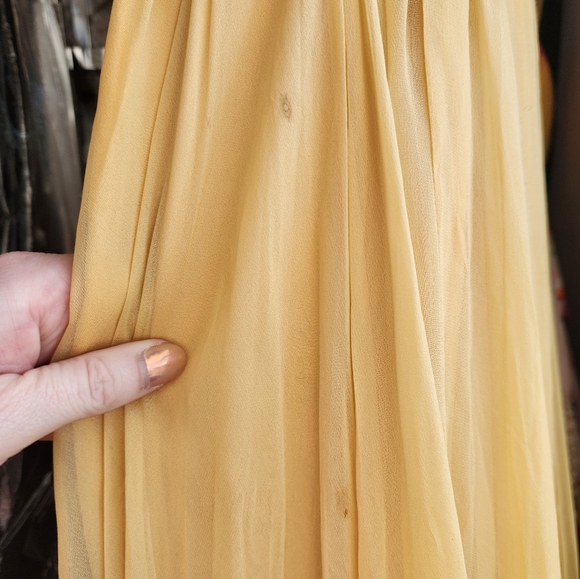 Malcom Starr Vintage 1960s Hand Beaded Yellow Silk Chiffon Dress Size? - Picture 10 of 16